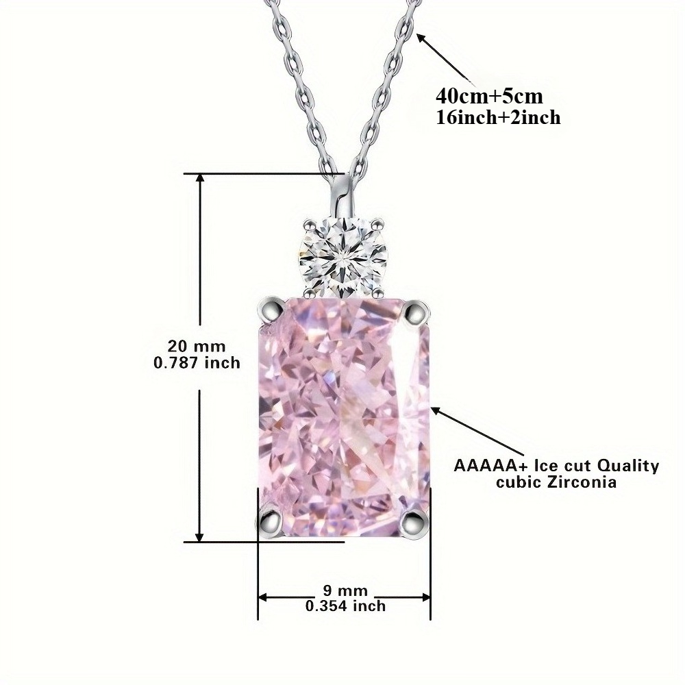 Princess Ice-Cut Necklace with 7-Carat Pink Square Pendant
